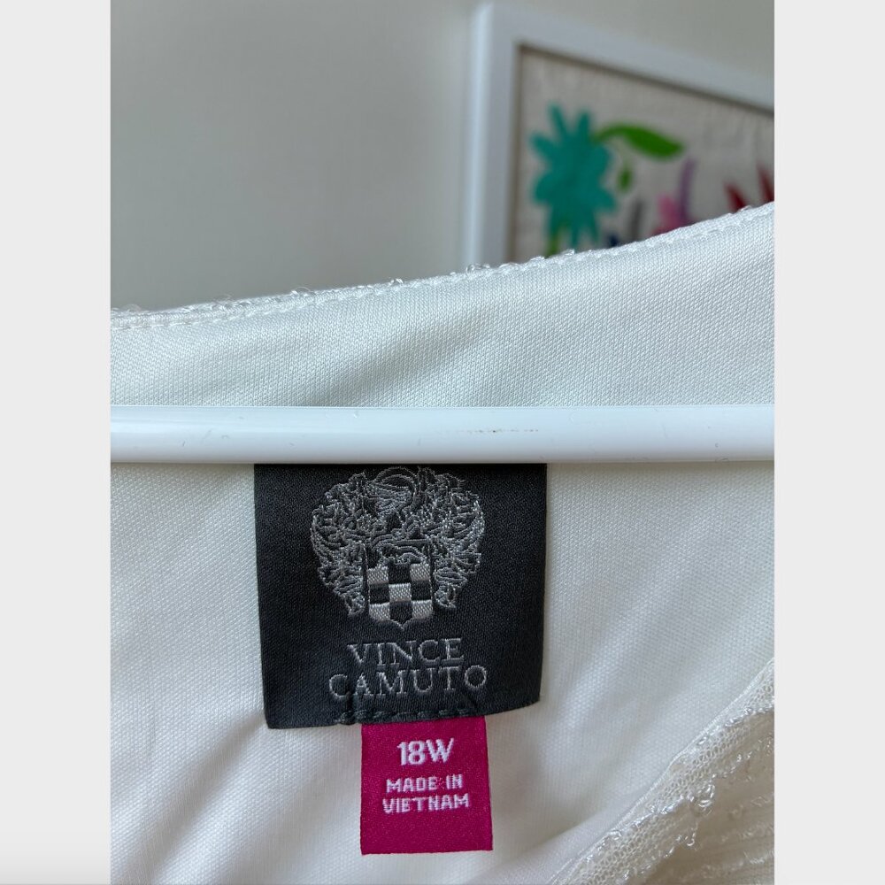 Vince Camuto NWT White Sequins Ruched Waist Mini Dress w/ Long Sleeves- Size 18W - Picture 10 of 13